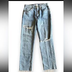 RE/DONE  Originals High-Rise Stovepipe Light Rinse W/Rips- Size 26